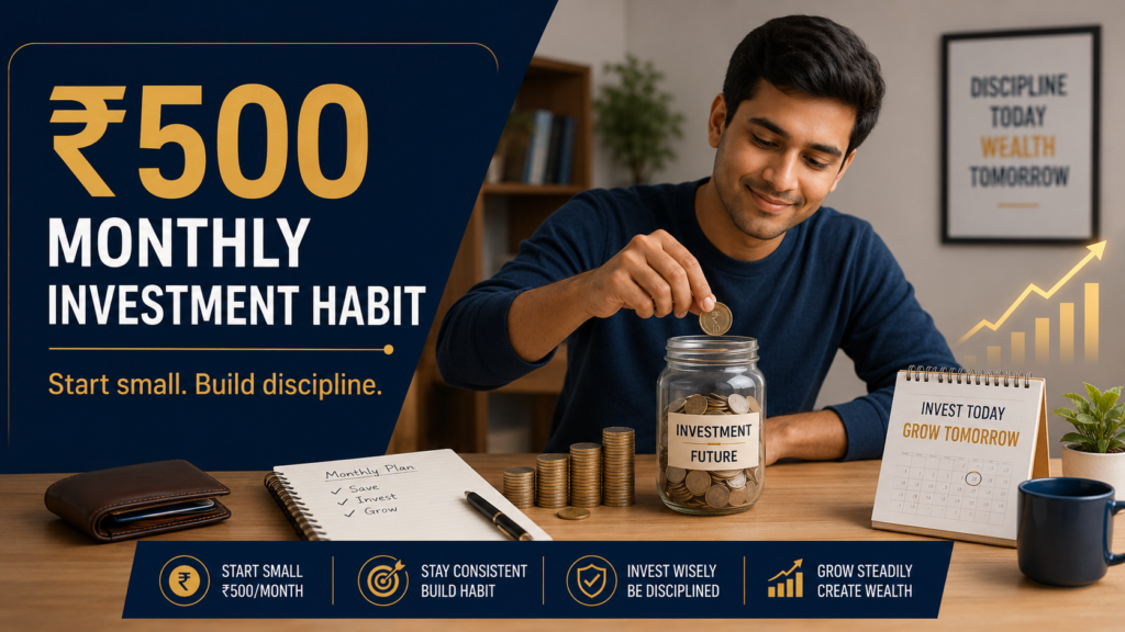 Student or beginner investor building a ₹500 monthly investment habit in India
